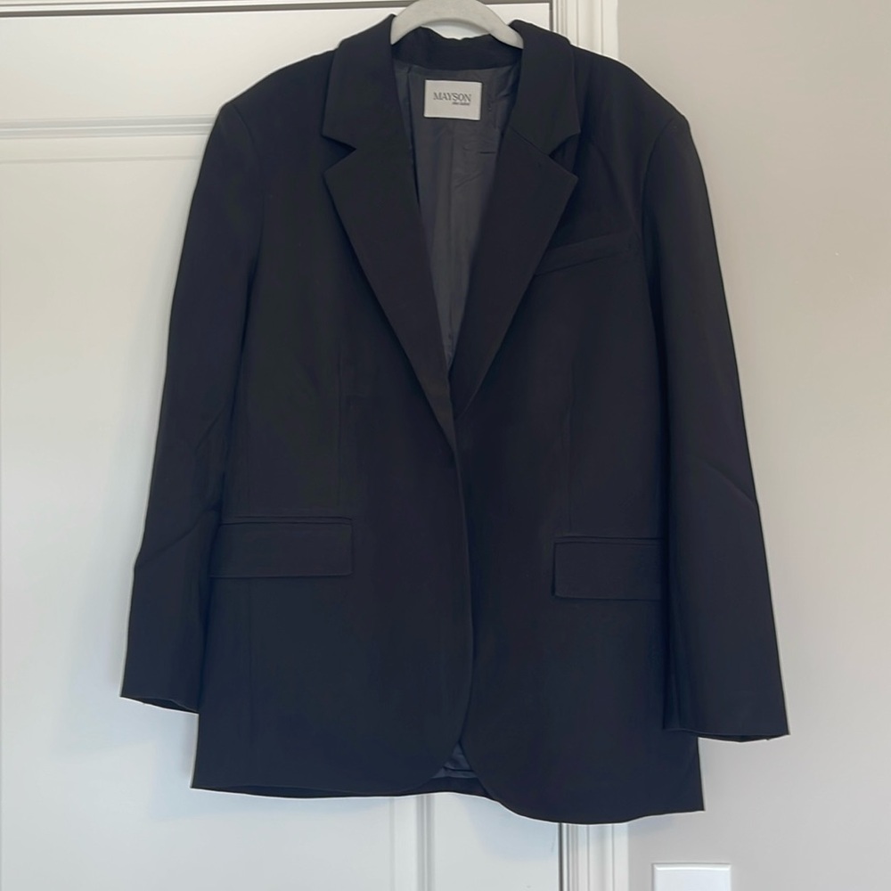NWT MAYSON The Label Black Twill Boyfriend Blazer. Size medium.